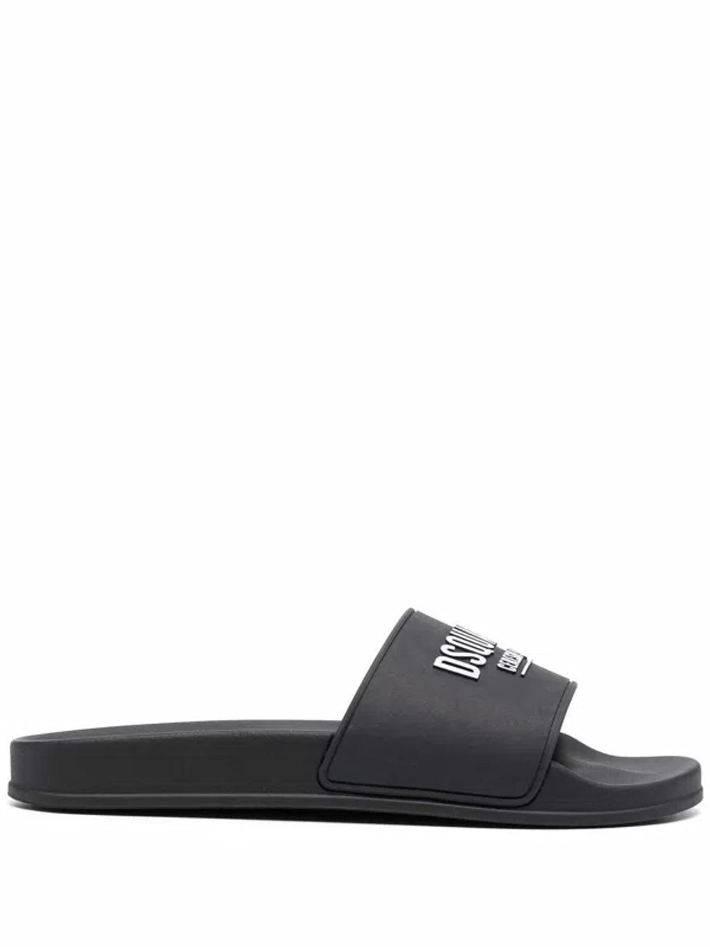 DSQUARED2 Rubber Slide Sandals In Black Product Image