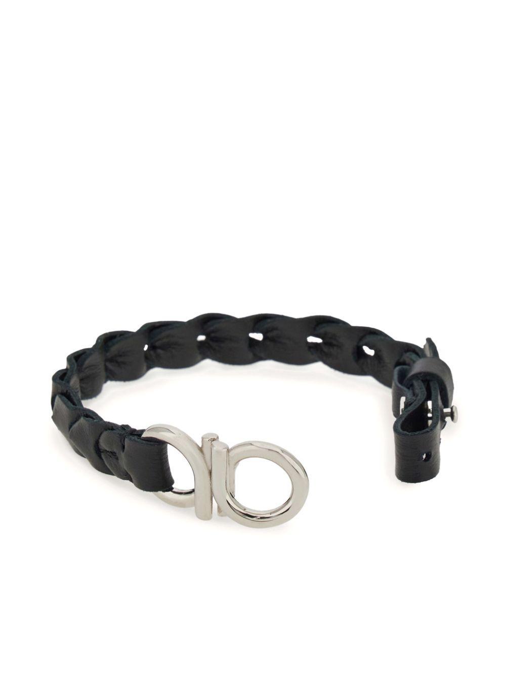 FERRAGAMO Gancini Braided Bracelet In Black Product Image