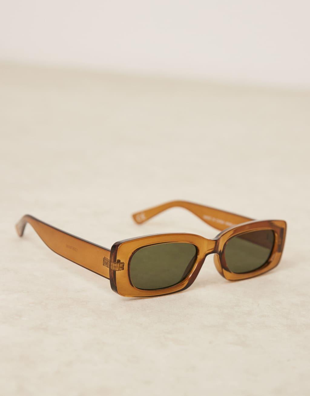 ASOS DESIGN mid square sunglasses in brown Product Image