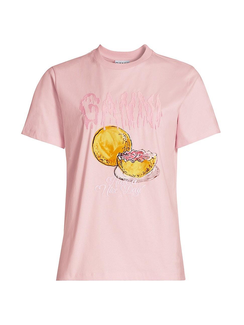 Womens Grapefruit-Print Cotton T-Shirt Product Image