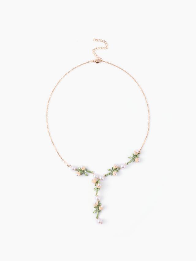 Flower & Faux Pearl Decor Necklace Product Image