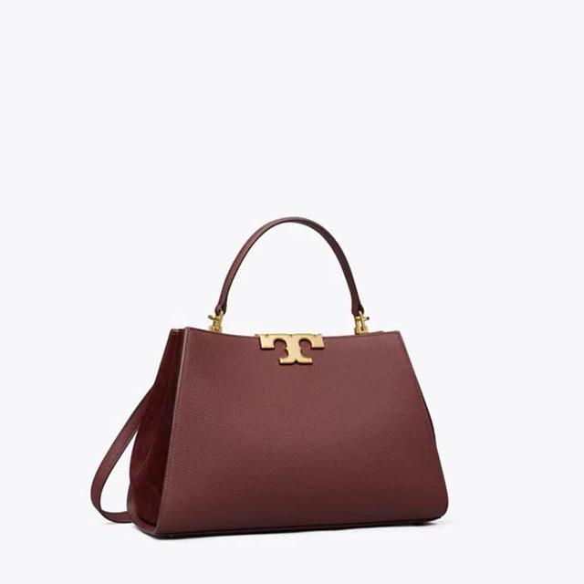 Eleanor Pebbled Satchel In Dark Cabernet Product Image