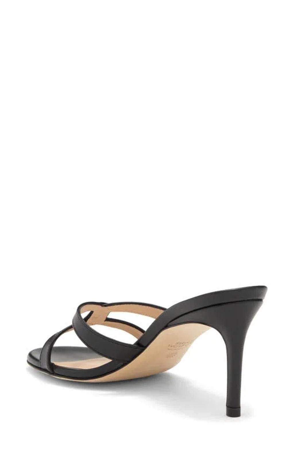 STUART WEITZMAN Soiree Sleek 75 Satin Sandal In Black Product Image