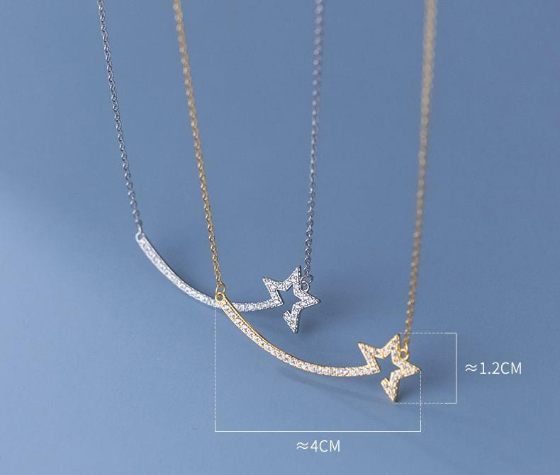 S925 Sterling Silver Star Rhinestone Pendant Necklace Product Image