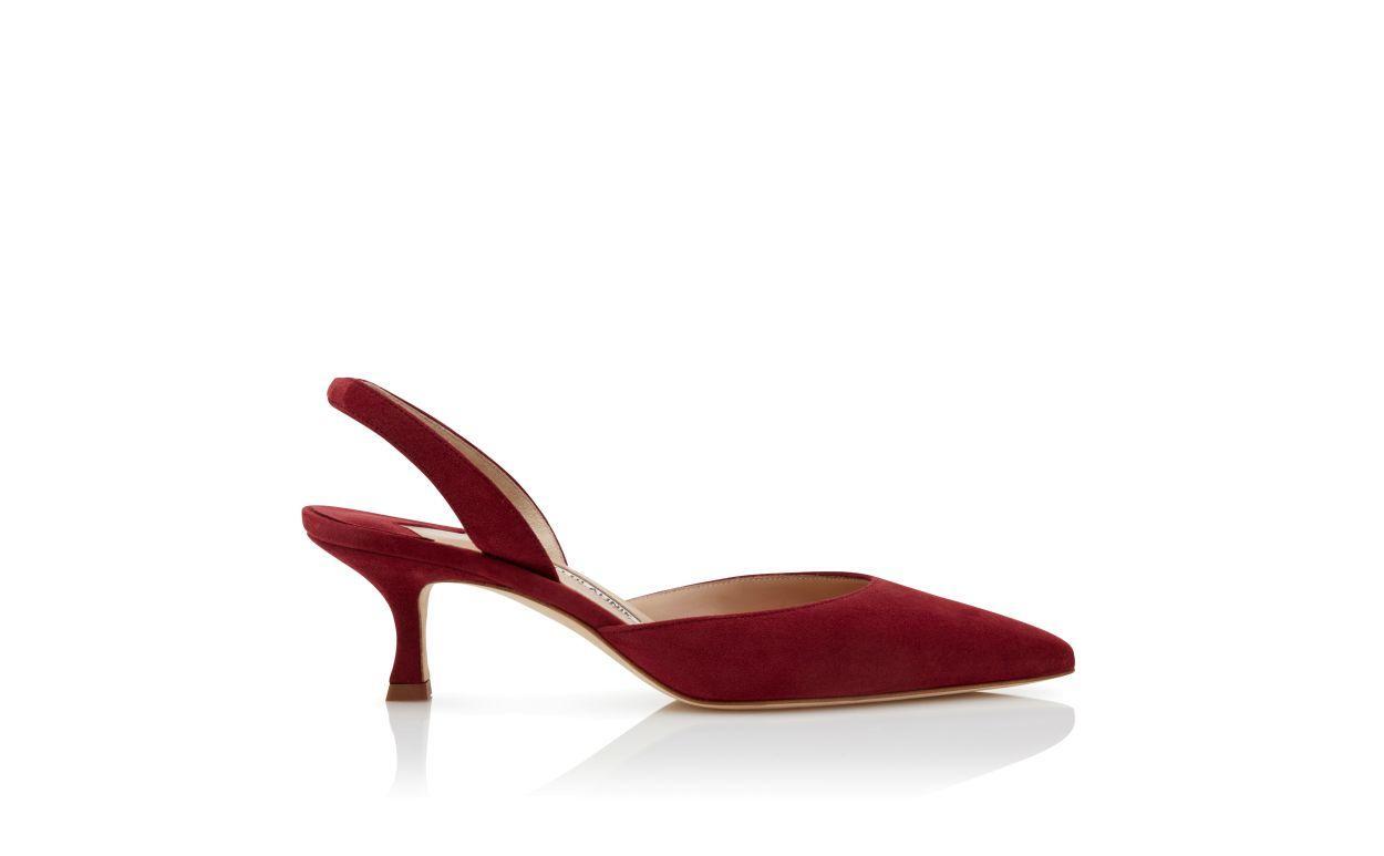 CAROLYNE Dark Red Suede Slingback Pumps Product Image