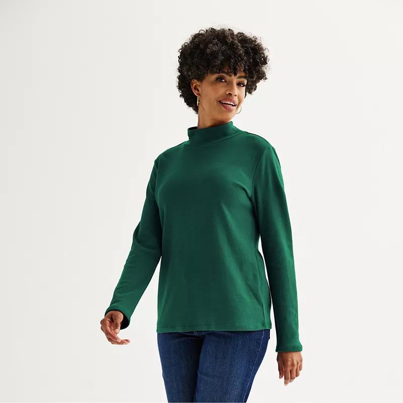 Womens Croft & Barrow Essential Long-Sleeve Mockneck Top Product Image