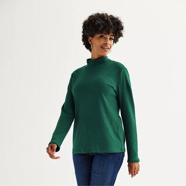 Petite Croft & Barrow Long Sleeve Mockneck Top, Womens Product Image