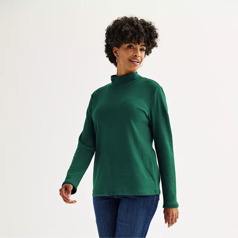 Womens Croft & Barrow Essential Long-Sleeve Mockneck Top Product Image