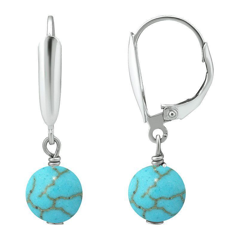 Aleure Precioso Gemstone Bead Leverback Earrings, Womens, Howlite Chryscolla Product Image