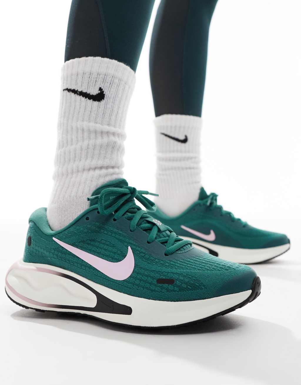 Nike Running Journey Run sneakers in green and pink Product Image