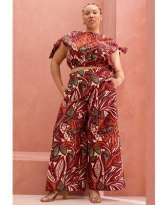 Plus Size Wide Leg Printed Pant Product Image