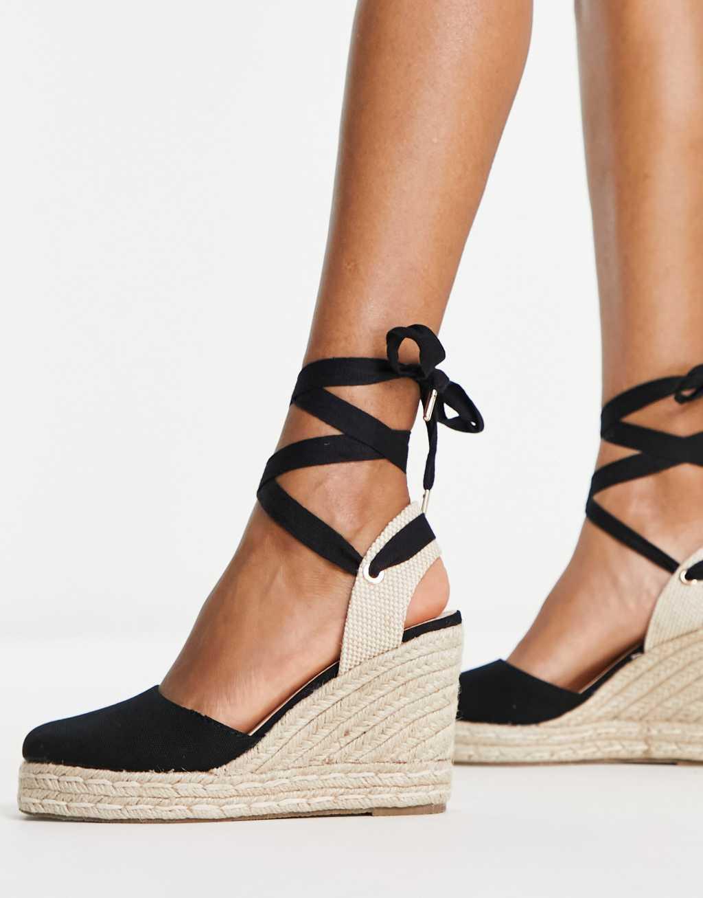 schuh Venus closed toe wedge espadrilles in black Product Image