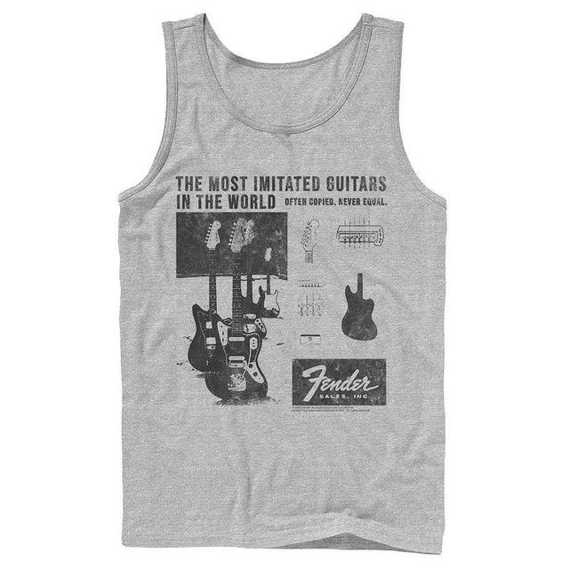 Mens Fender The Most Imitated Guitars In The World Tank Top, Mens Athletic Grey Product Image