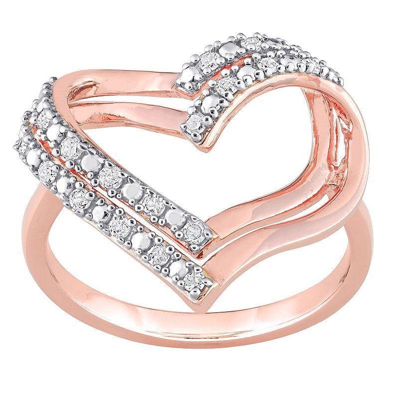 Stella Grace Sterling Silver 1/5 Carat T.W. Diamond Heart Ring, Womens Gold Tone Product Image