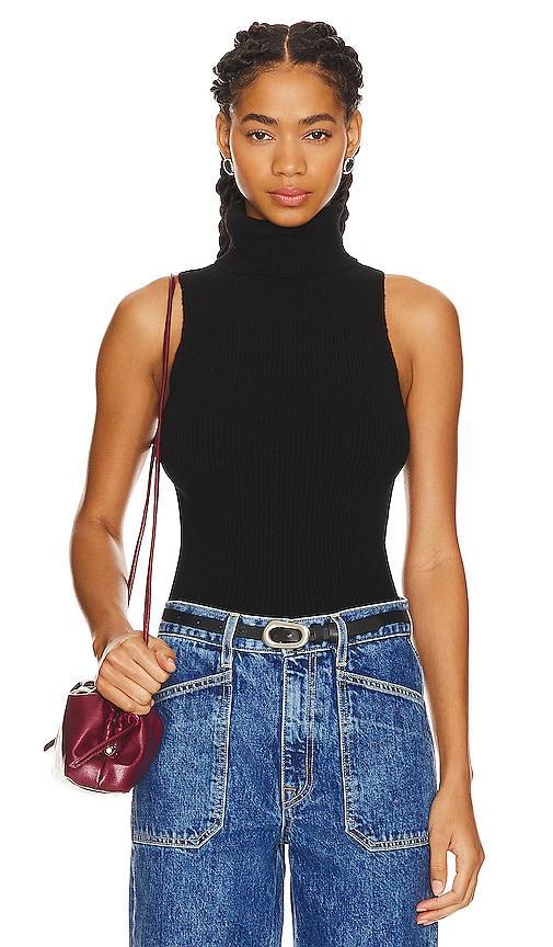 Rib Sleeveless Turtleneck Sweater Product Image