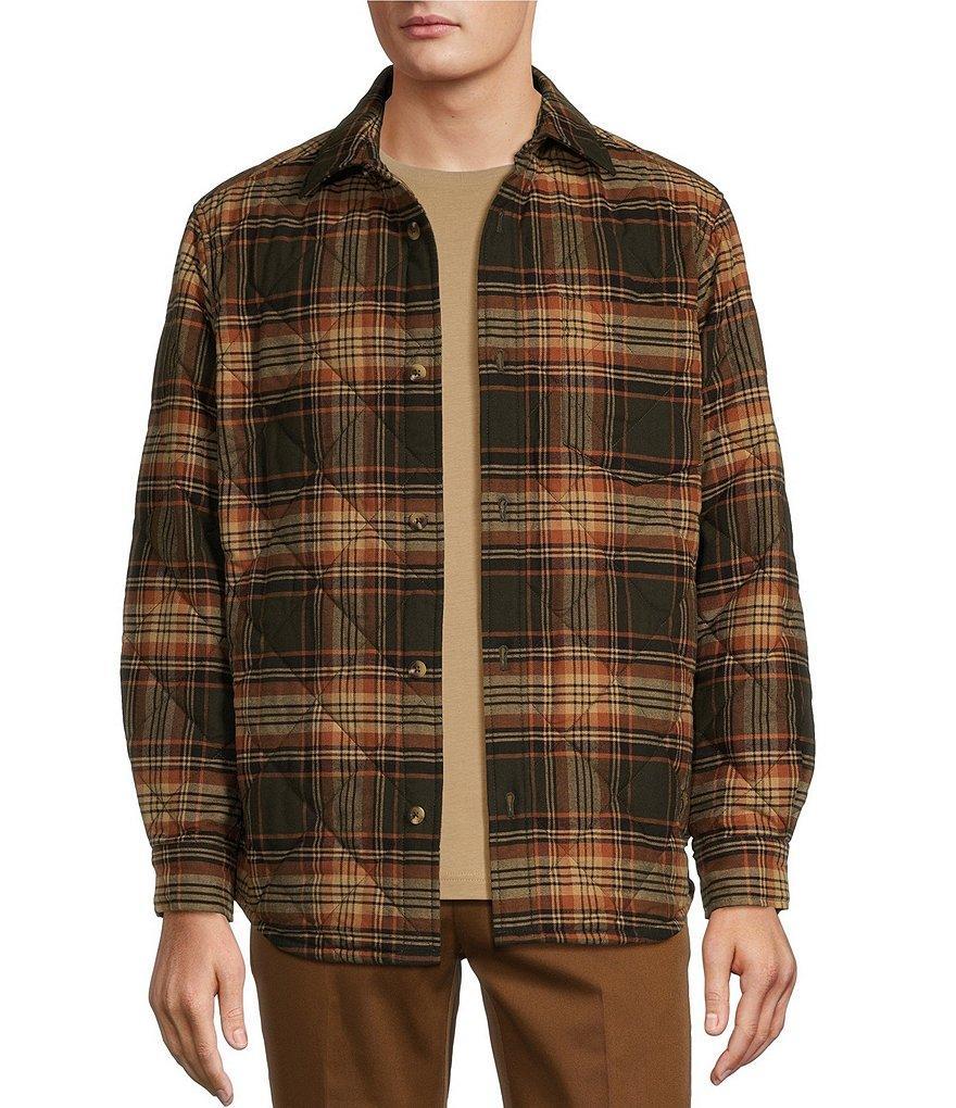 Roundtree & Yorke Long Sleeve Quilted Large Plaid Shirt Jacket Product Image