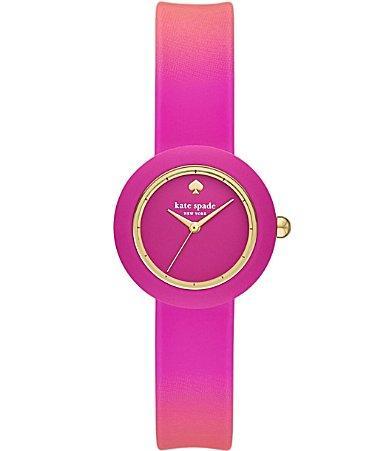 kate spade new york Womens Mini Park Row Three Hand Pink Ombre Silicone Strap Watch Product Image