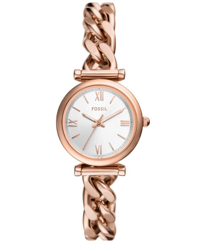 Fossil Womens Carlie Three-Hand Rose Gold-Tone Stainless Steel Bracelet Watch Product Image