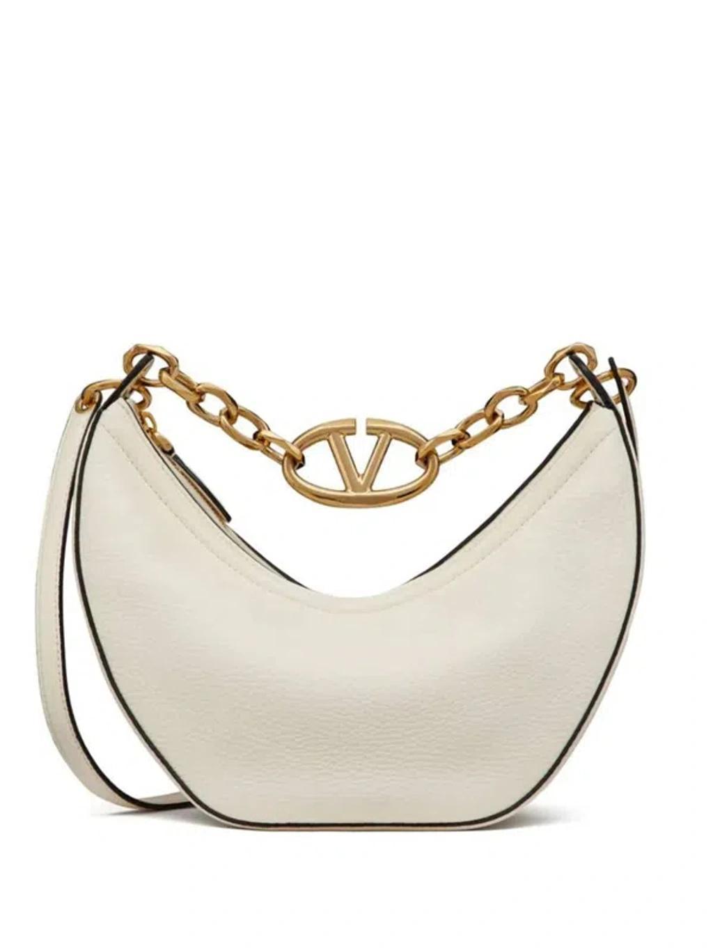 VALENTINO GARAVANI Neutral Vlogo Moon Small Shoulder Bag In Ivory Product Image