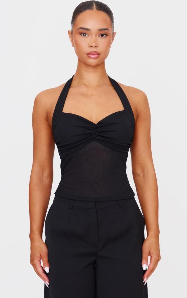 Black Burnout Mesh Halterneck Top Product Image