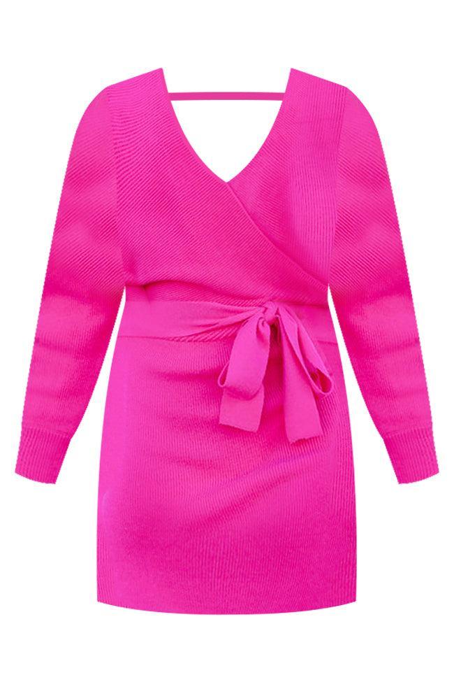 Talk of The Town Hot Pink Sweater Dress FINAL SALE Product Image