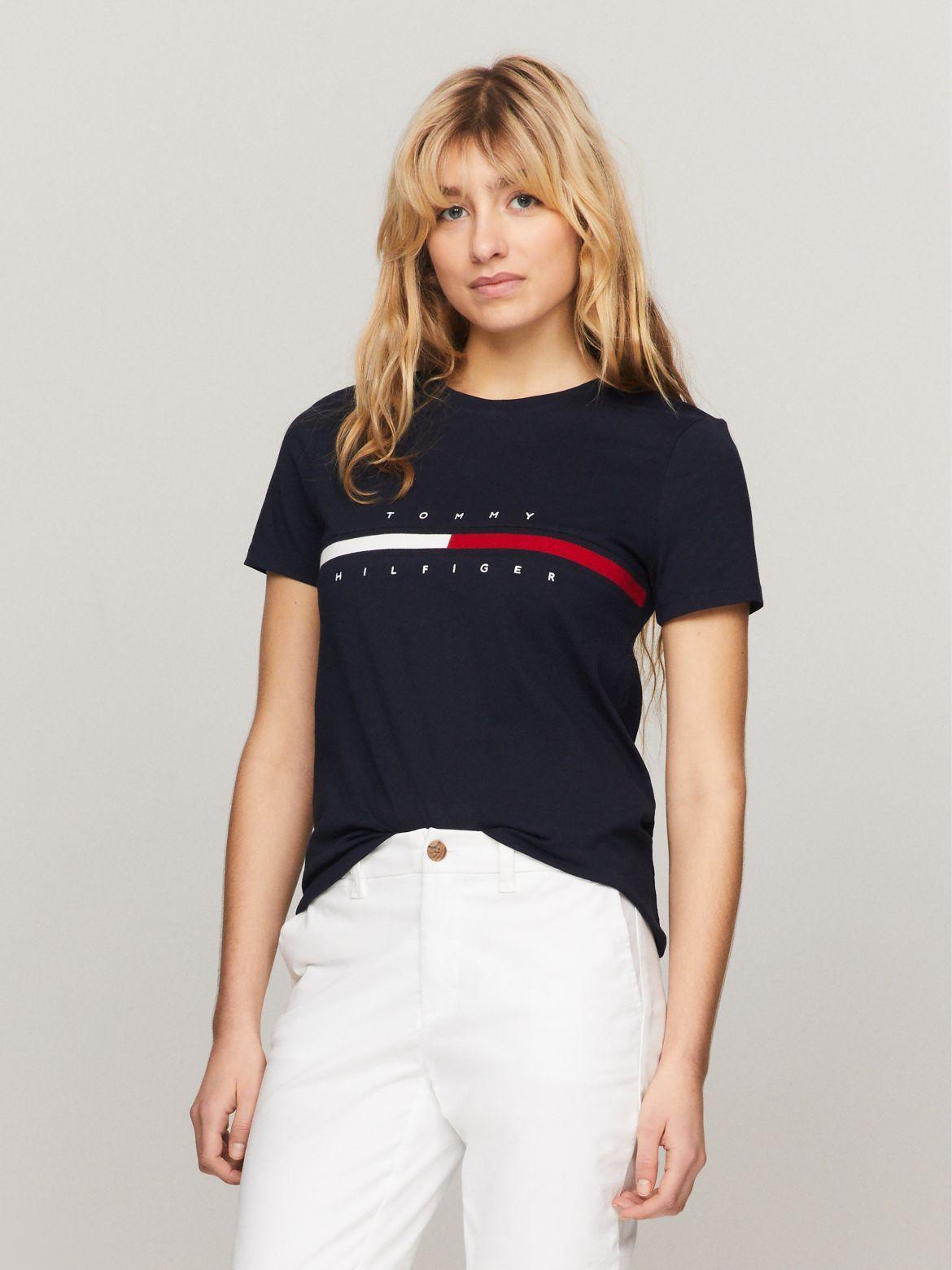 Tommy Hilfiger Women's Embroidered Flag Stripe Logo T-Shirt product image