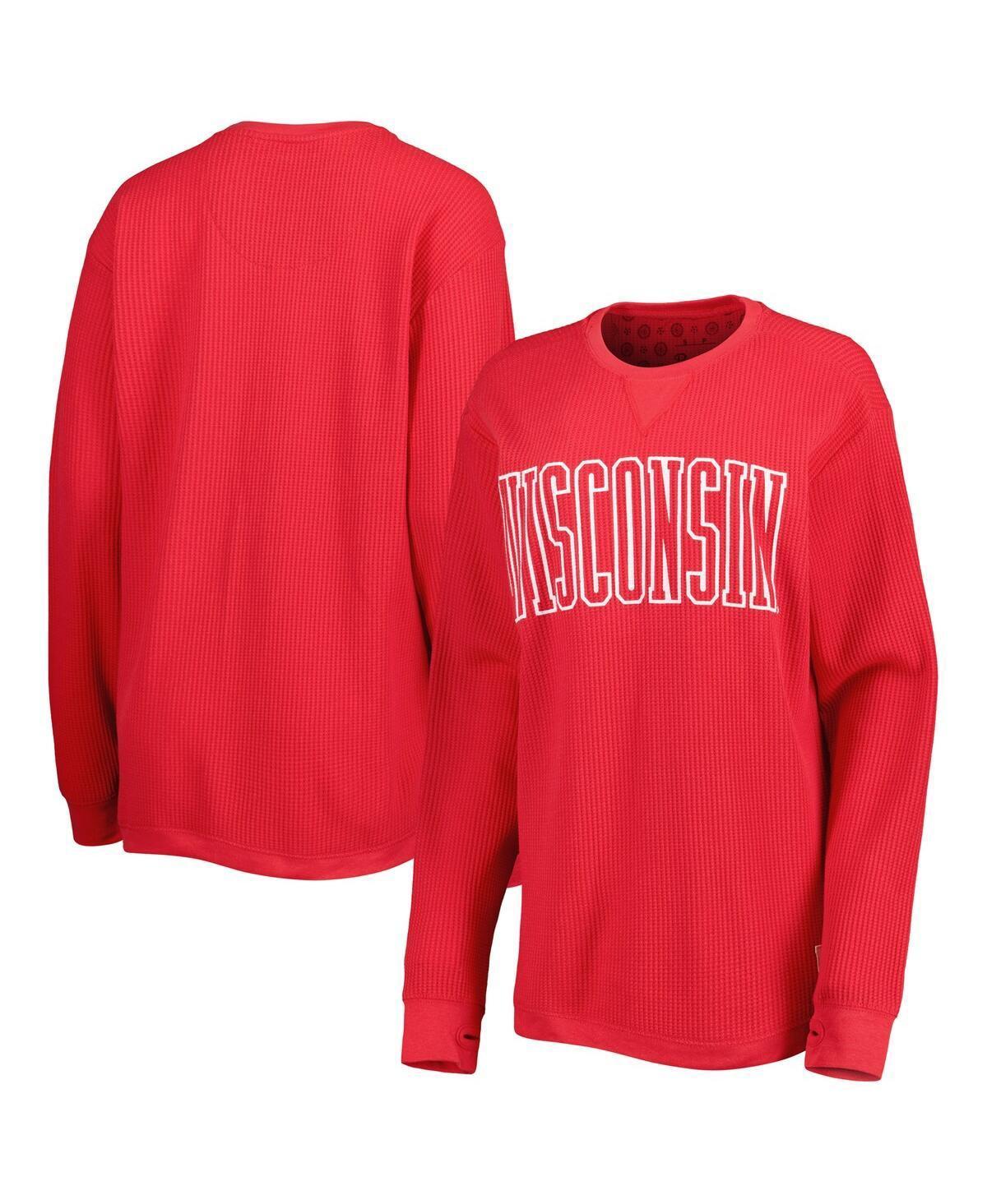 Womens Pressbox Wisconsin Badgers Surf Plus Size Southlawn Waffle-Knit Thermal Tri-Blend Long Sleeve T-Shirt Product Image