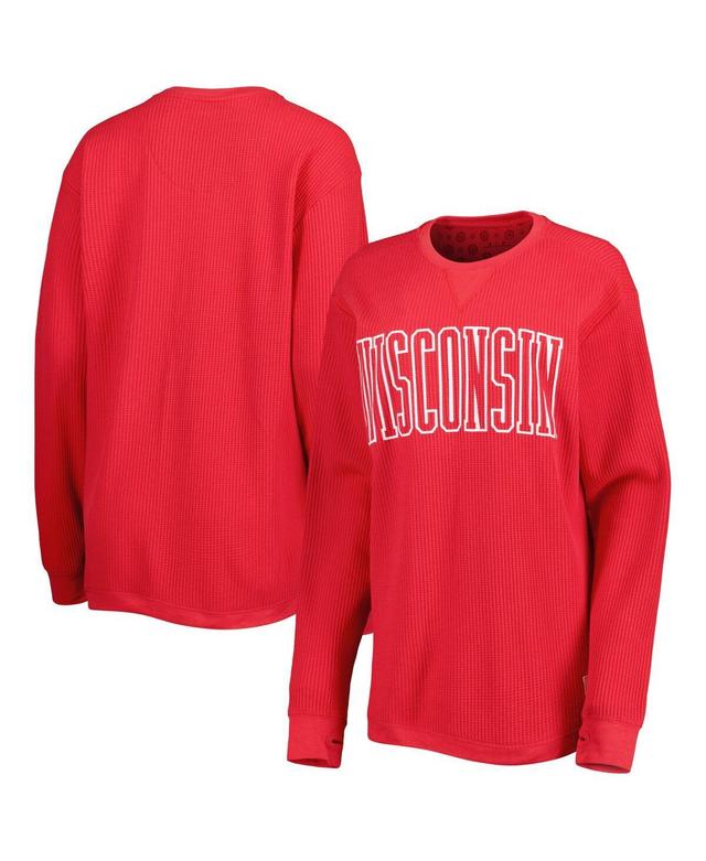 Womens Pressbox Red Wisconsin Badgers Surf Plus Size Southlawn Waffle-Knit Thermal Tri-Blend Long Sleeve T-Shirt Product Image