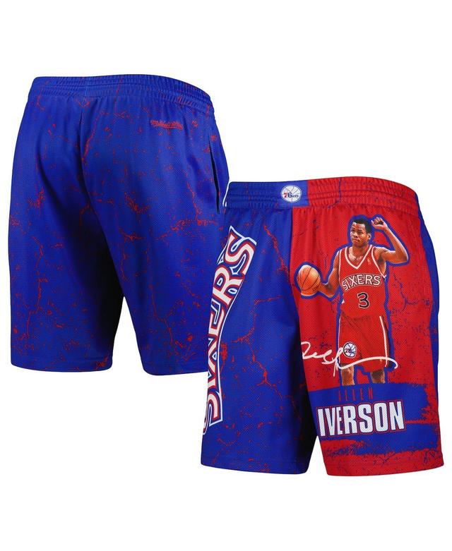 Mens Mitchell & Ness Allen Iverson Royal Philadelphia 76ers Hardwood Classics Player Burst Shorts Product Image