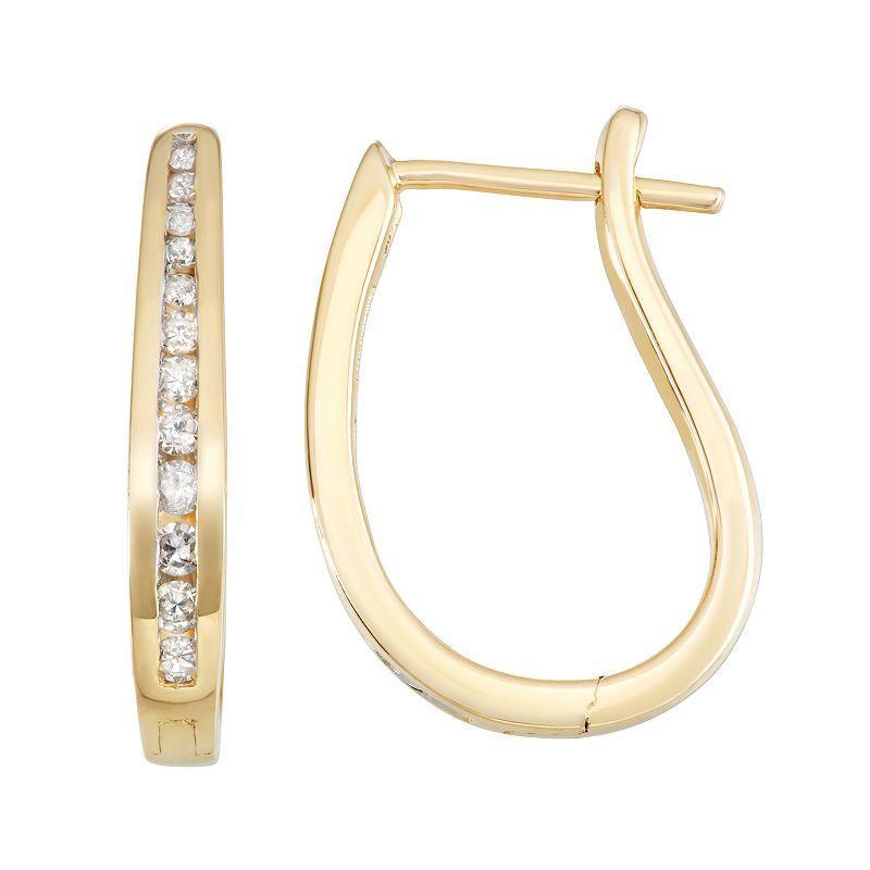 10k Gold 1/4 Carat T.W. Diamond Hoop Earrings, Womens, White Product Image