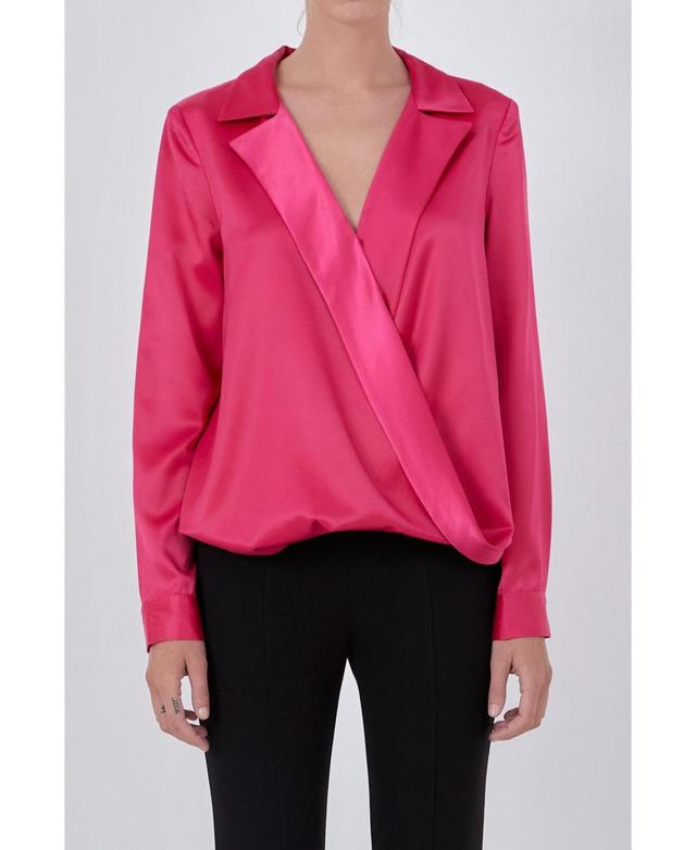 Womens Wrapped Satin Blouse Product Image