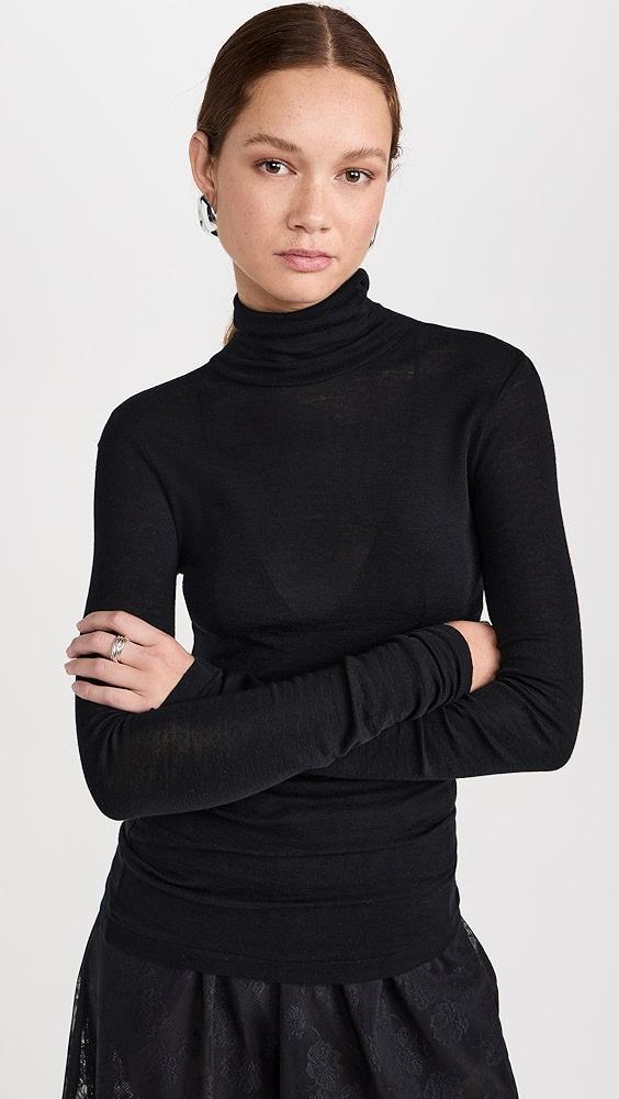 RECTO Overlay Jacquard Logo Turtleneck Top | Shopbop Product Image