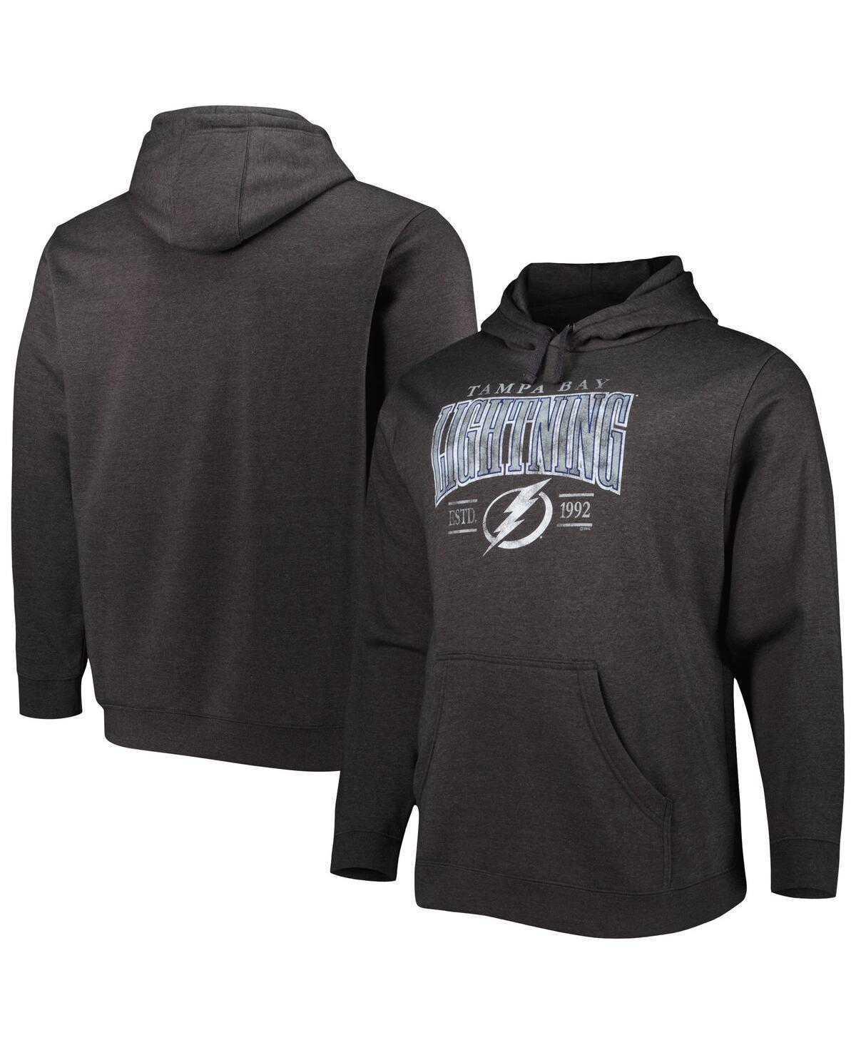 Mens Fanatics Heather Charcoal Tampa Bay Lightning Big and Tall Dynasty Pullover Hoodie Product Image