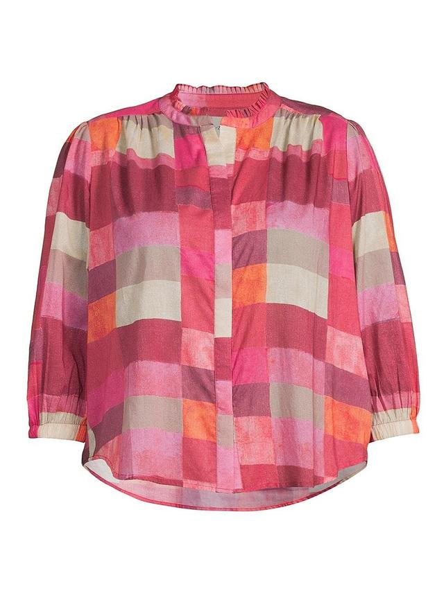 Womens Sunset Plaid Cotton Girlfriend Shirt Product Image