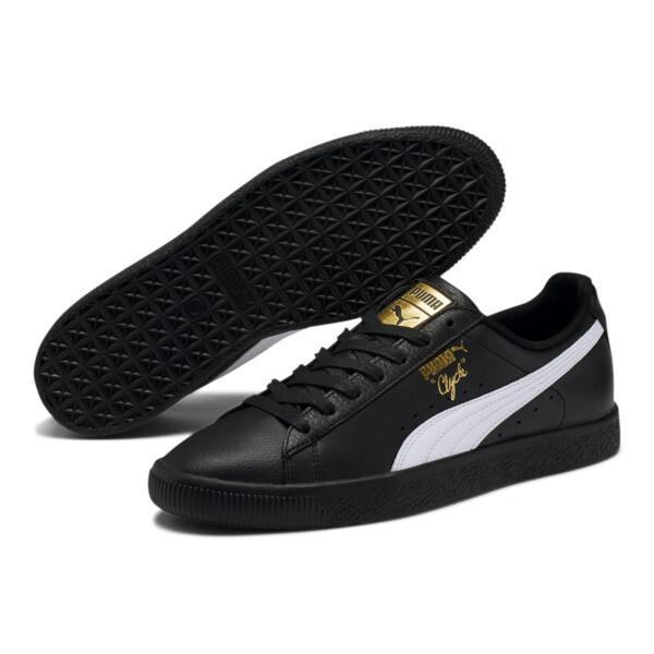 PUMA Clyde Core Foil Men's Sneakers in Black/White/Team Gold Product Image