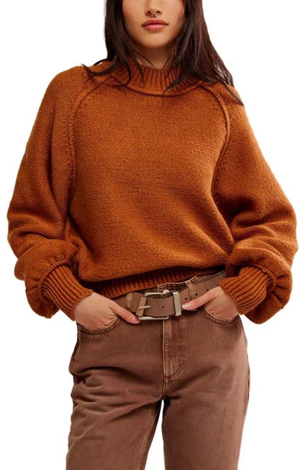 Riley Mock Neck Sweater In Meerkat Product Image