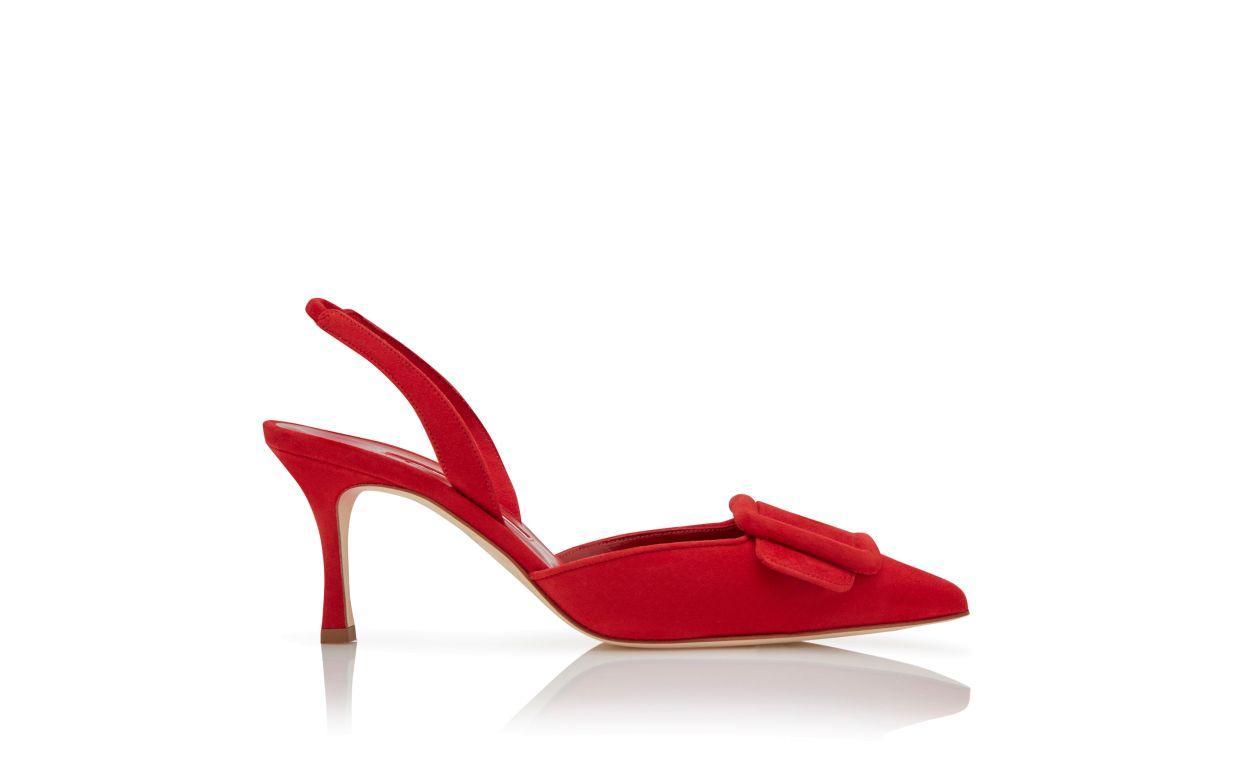 MAYSLI Red Suede Slingback Pumps Product Image