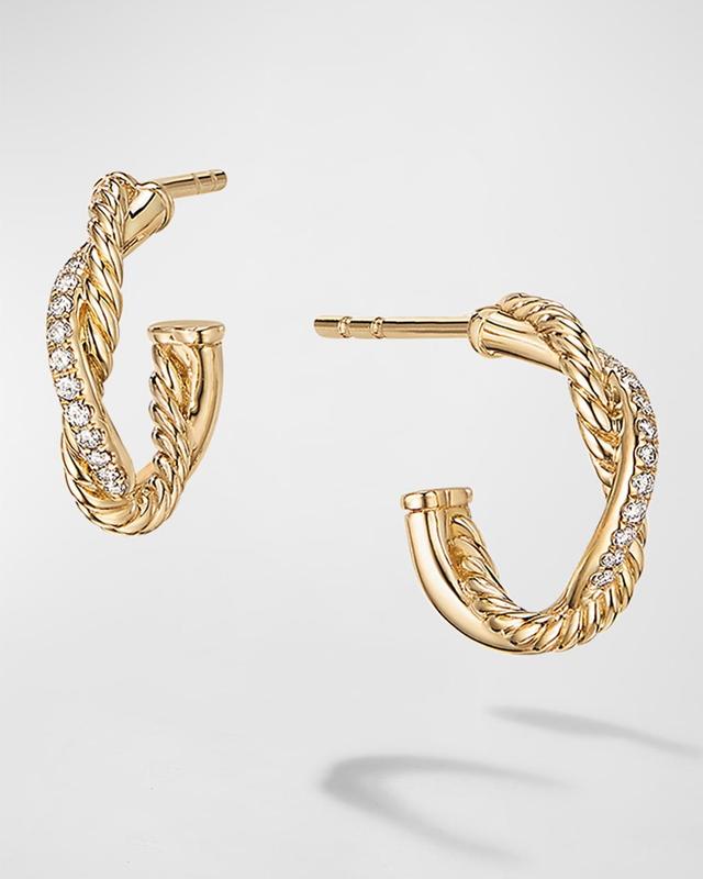 Womens Petite Infinity Huggie Hoop Earrings In 18K Yellow Gold With Diamonds Product Image