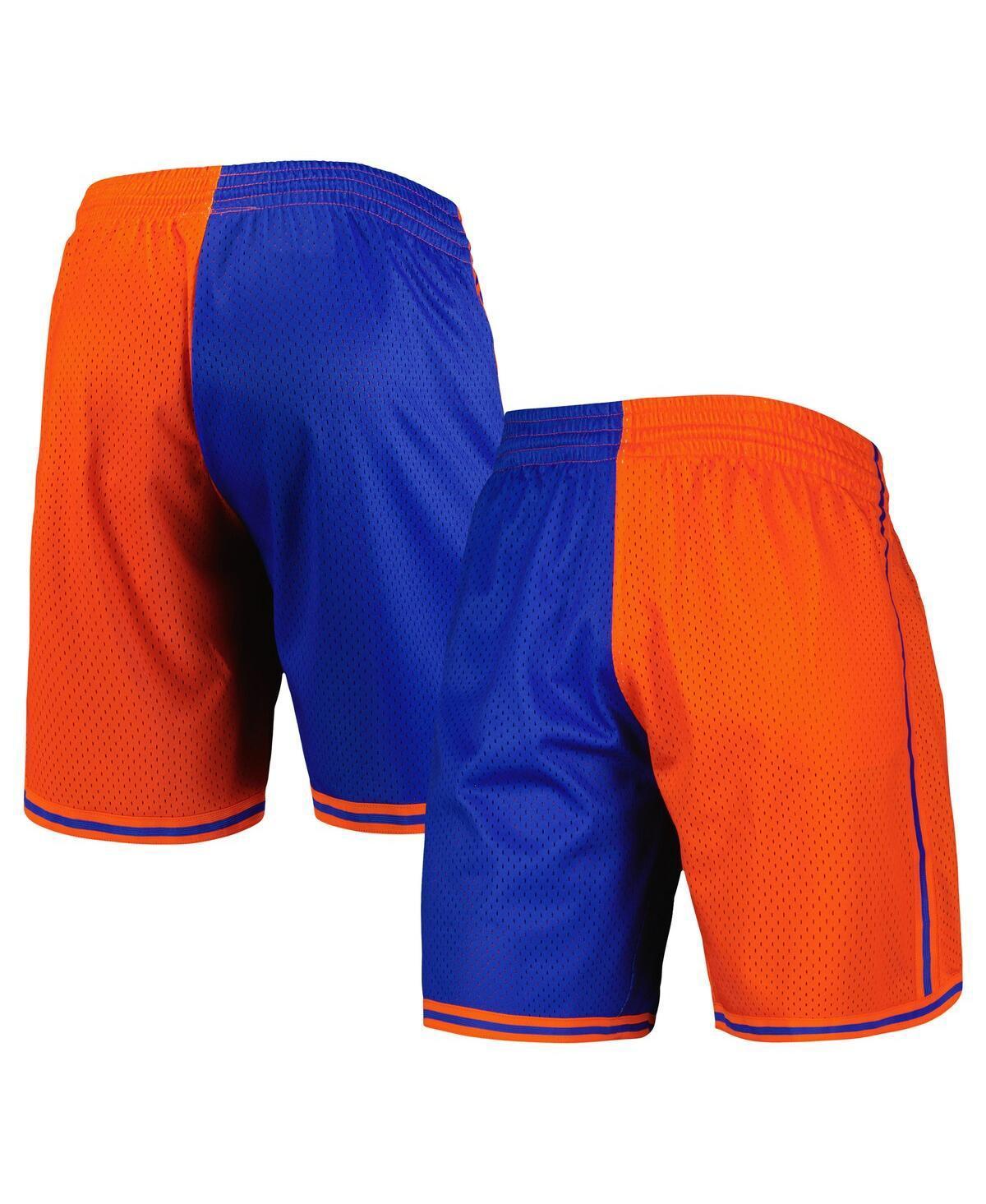 Mens Mitchell & Ness Blue/Orange New York Knicks Hardwood Classics 1996 Split Swingman Shorts Product Image