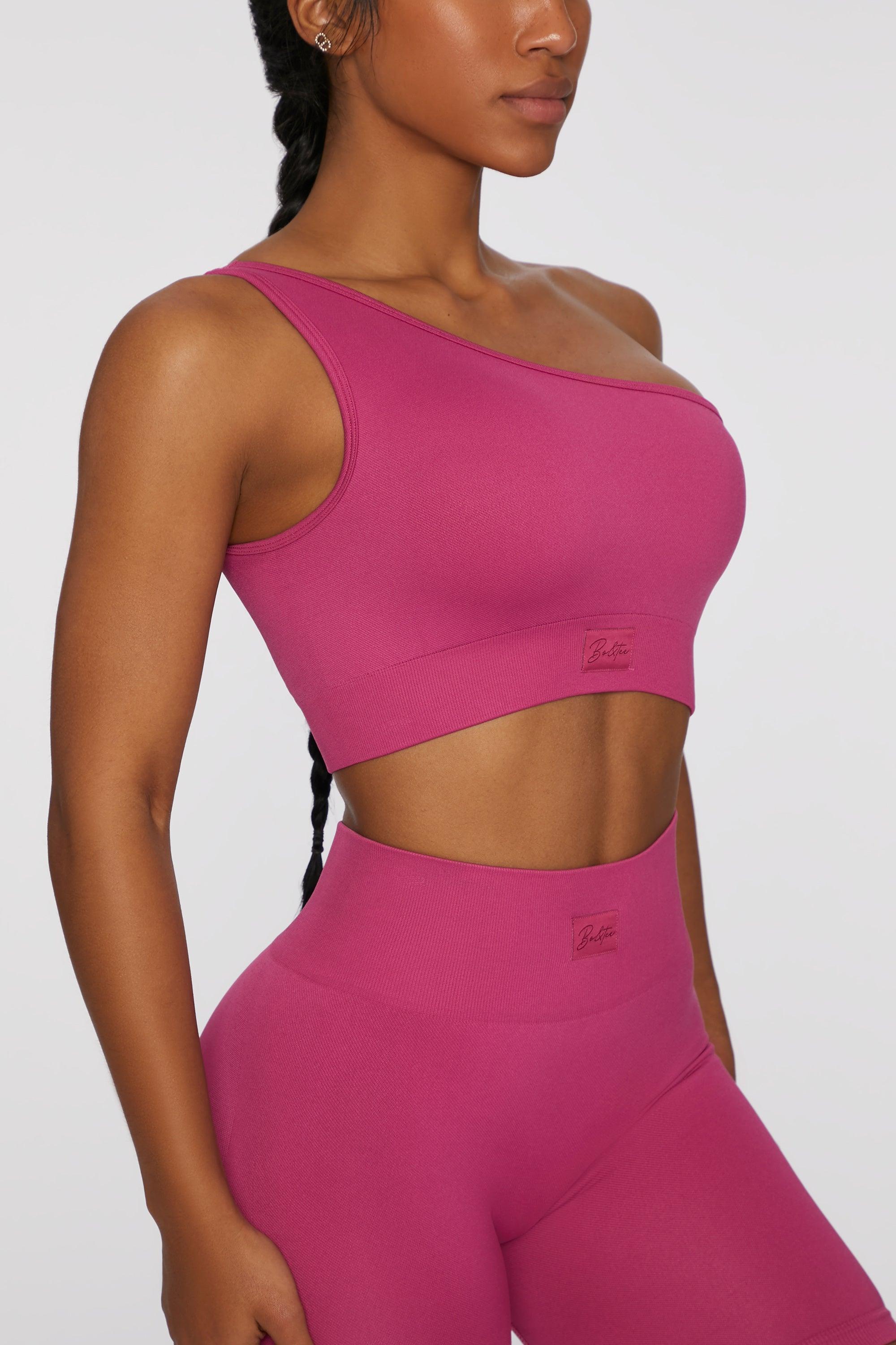 Asymmetric Crop Top in Dark Pink Female Product Image