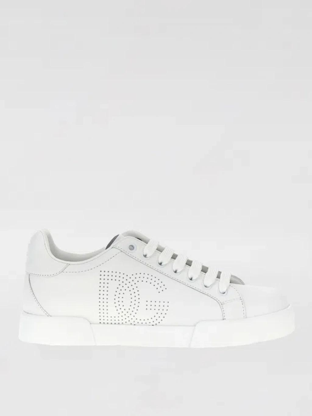 DOLCE & GABBANA White Leather Sneakers Product Image