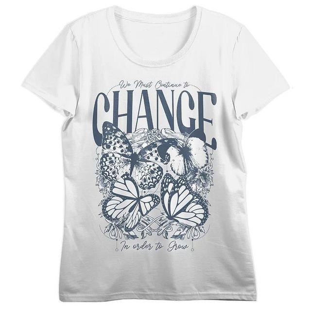 Juniors Butterflies We Must Continue to Change Graphic Tee, Womens Product Image