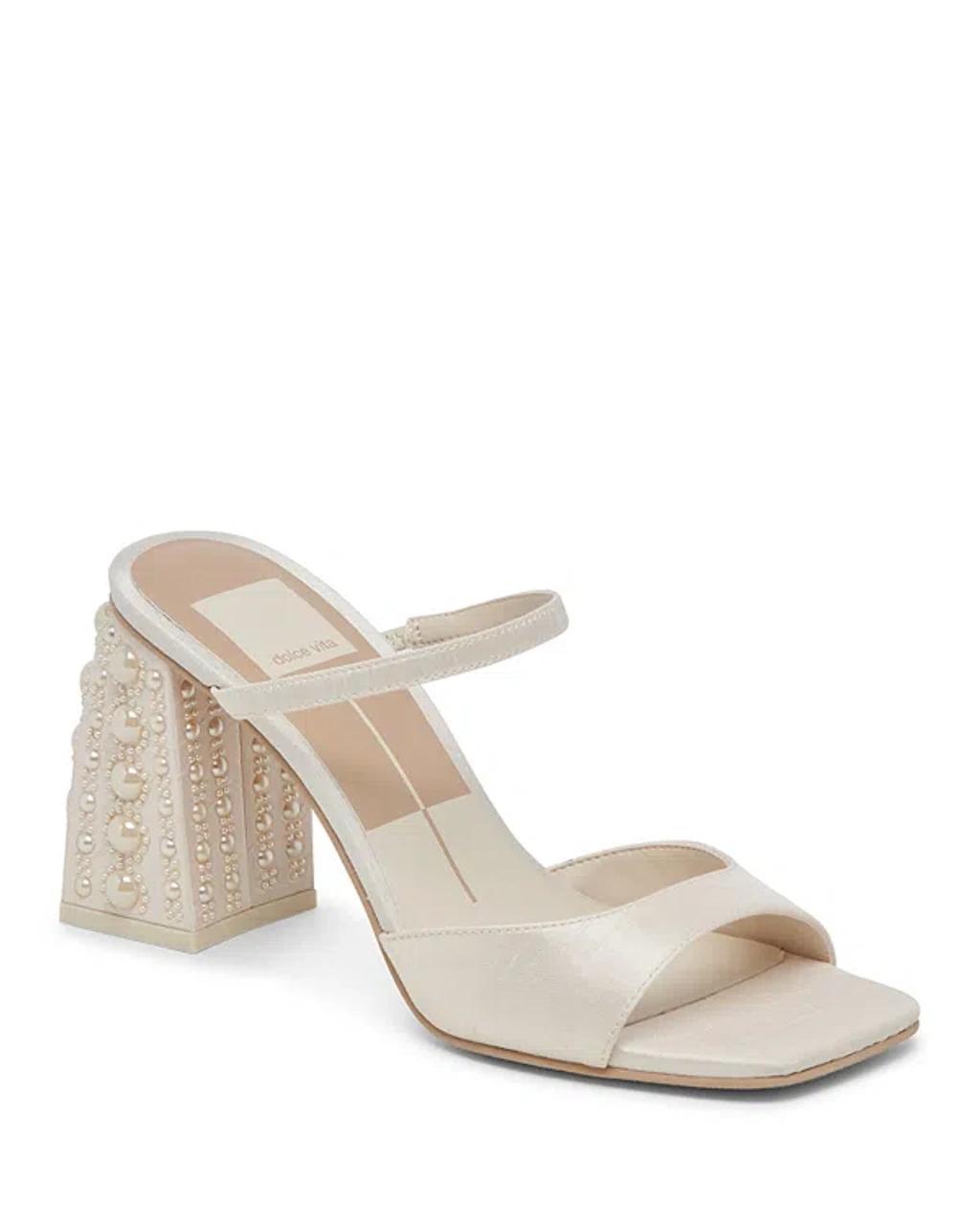 Jemmy Imitation Pearl Slide Sandal In White Product Image