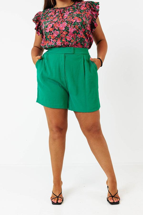 Ready To Remix High Waist Shorts In Green Curves Product Image