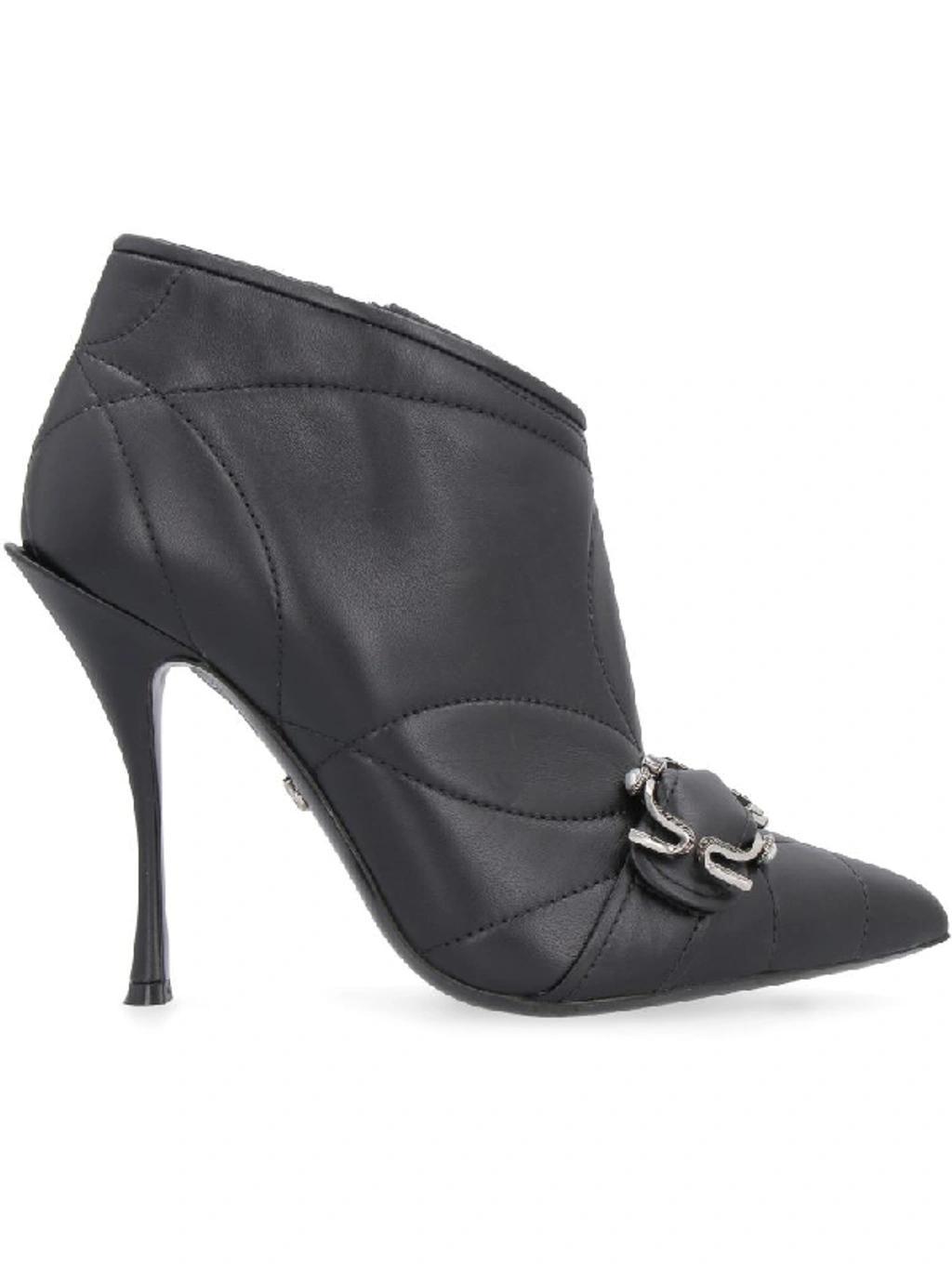 DOLCE & GABBANA Quilted Buckled Leather Booties In Black Product Image