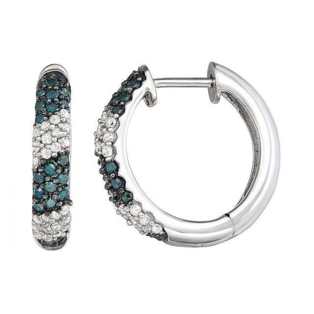 1/2 Carat T.W. Blue & White Diamond Hoop Earrings, Womens, Multicolor Product Image