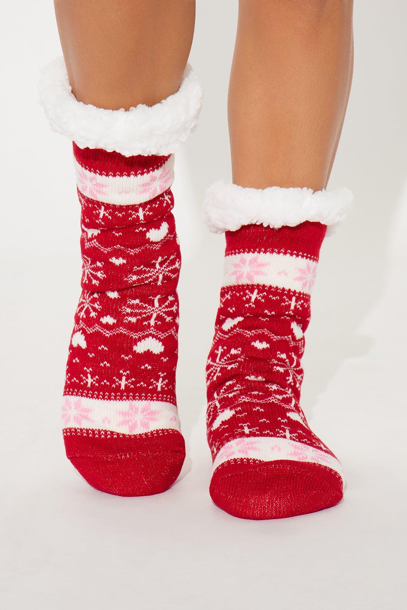 Winter Loving Cozy Socks - Red/combo Product Image