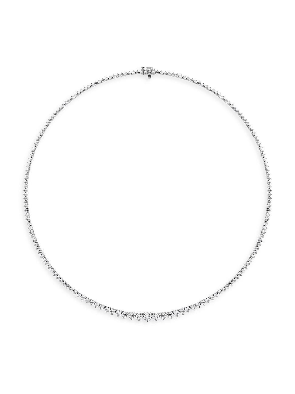 Womens Platinum & Lab-Grown Diamond Tennis Necklace Product Image