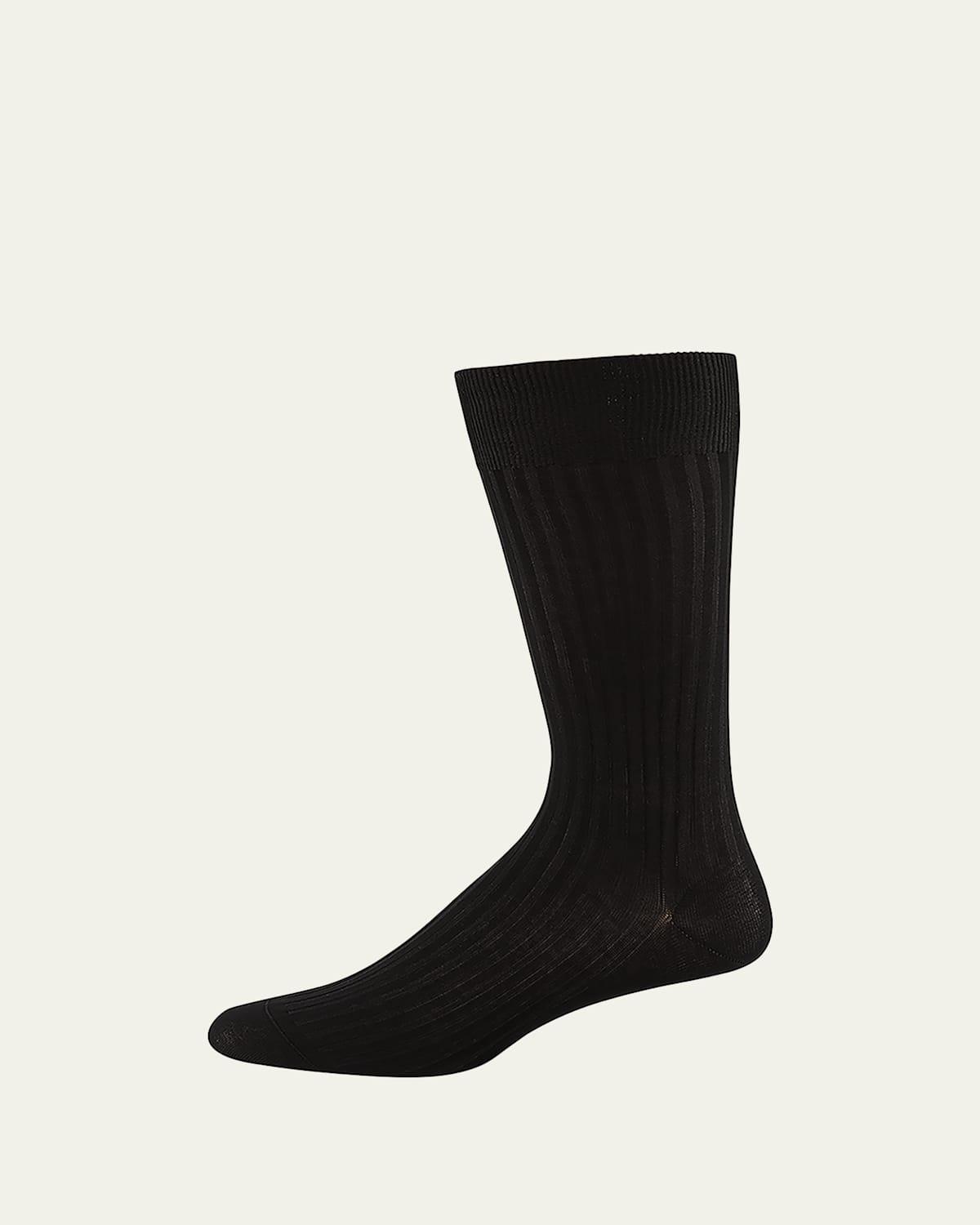 Mens Danvers Ribbed Cotton Mid-Calf Socks Product Image