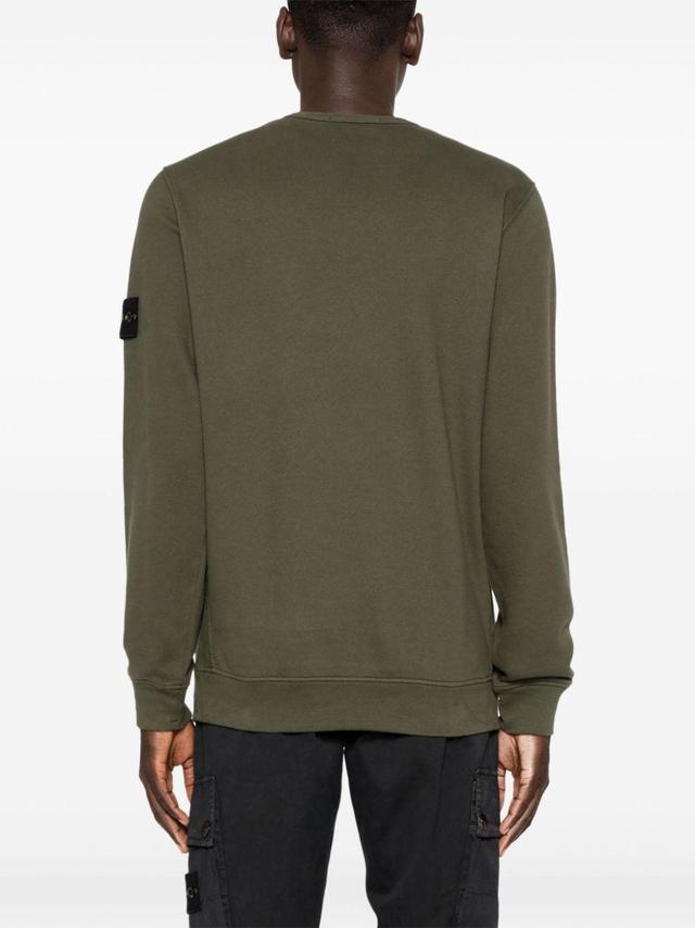 STONE ISLAND Logo Cotton Sweatshirt In Green Product Image